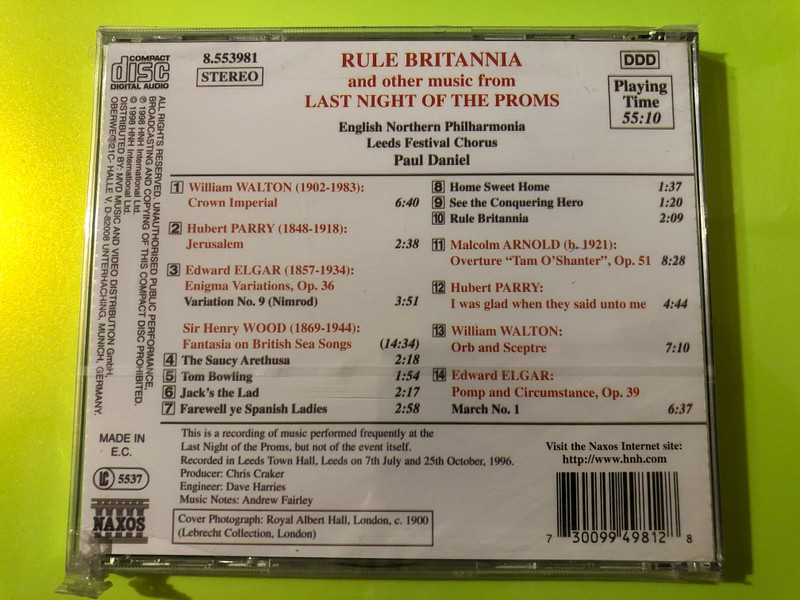 Rule Britannia: Last Night of the Proms by Naxos CD (730099498128)