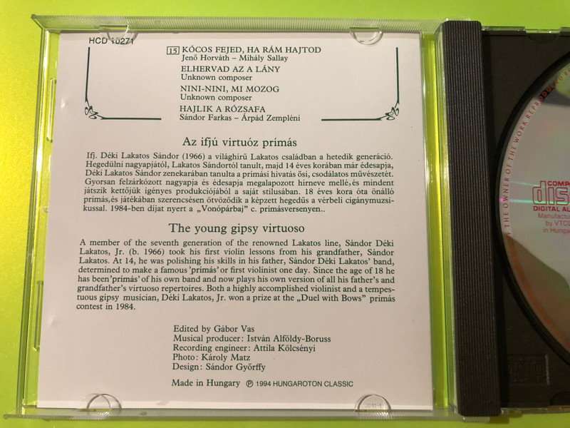 Gipsy Magic - Virtuoso Violin by Sándor Déki Lakatos Jr. & His Gipsy Band CD (5991811027124)