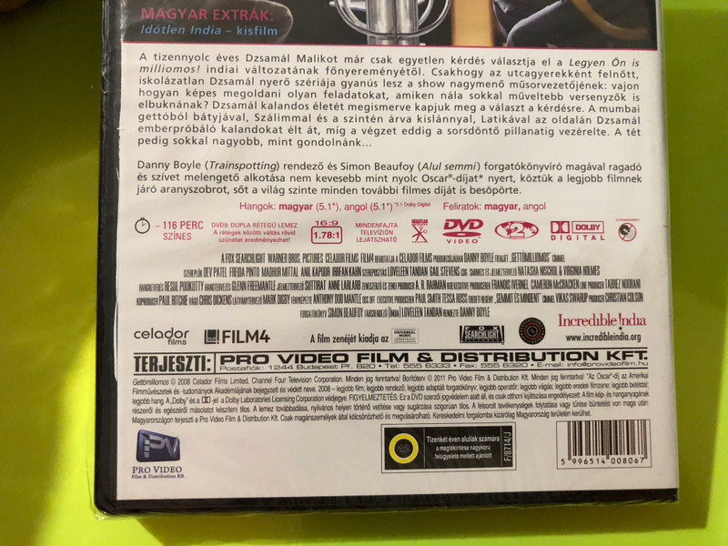 Slumdog Millionaire (Gettómilliomos) Pro Video 8-Oscar Winner DVD - Danny Boyle (5996514008067.)