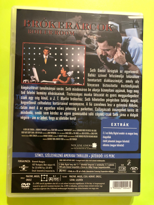 Brókerarcok (Boiler Room) - New Line Cinema DVD Starring Vin Diesel (5999002100465)
