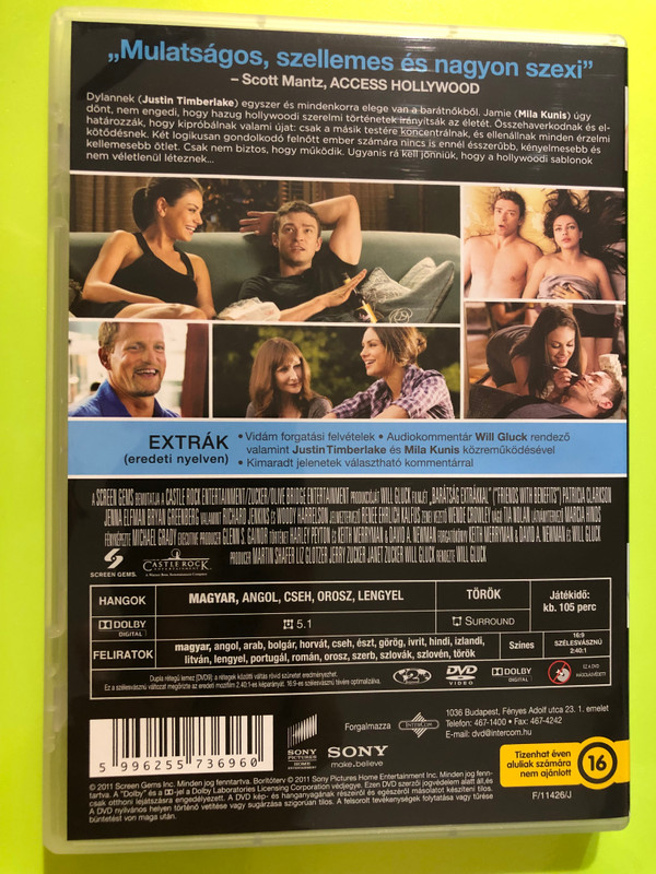 Sony Pictures DVD – Friends with Benefits (Barátság extrákkal) Romantic Comedy Film (5996255736960)