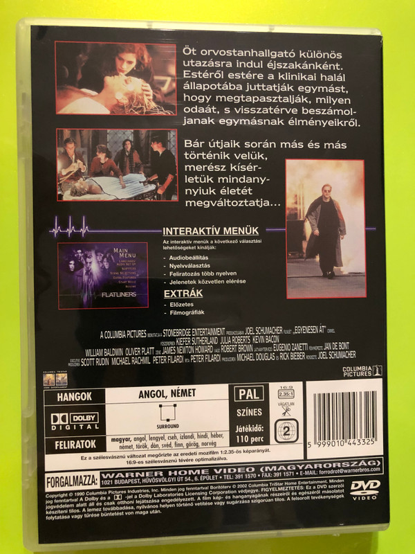 Egyenesen Át (Flatliners) Columbia Tristar DVD - Psychological Thriller (5999010443325)