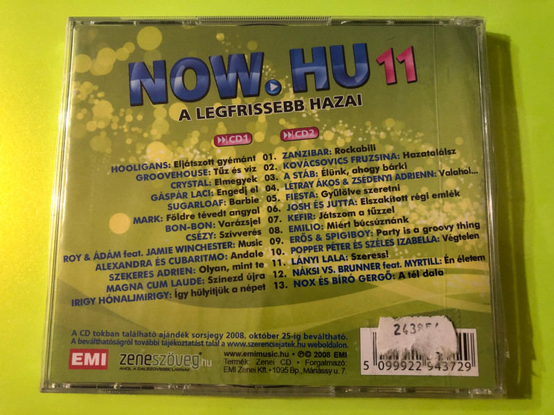 NOW. HU 11: A Legfrissebb Hazai – EMI Hungarian Pop Compilation Double CD (5099922943729.)