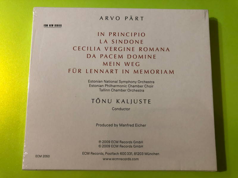 Arvo Pärt: In Principio – ECM New Series Classical Choral CD (028947669906)
