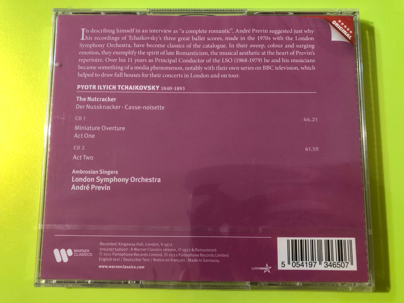 Tchaikovsky: The Nutcracker Complete Ballet by André Previn & LSO - Warner Classics 2CD (5054197346507)