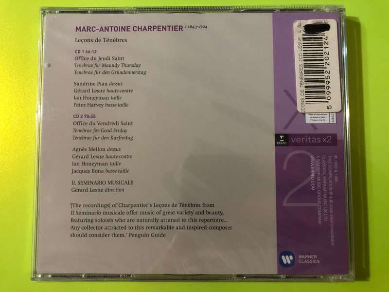 Charpentier: Leçons de Ténèbres 2-CD Set by Erato Veritas (5099952202124)