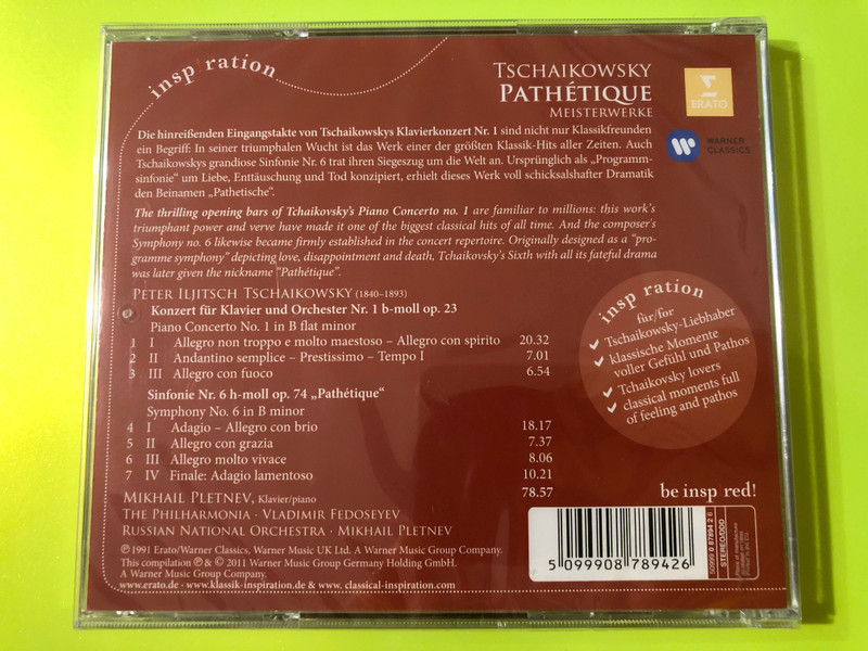 Mikhail Pletnev - Tschaikowsky: Pathétique & Piano Concerto No. 1 Erato CD (5099908789426.)