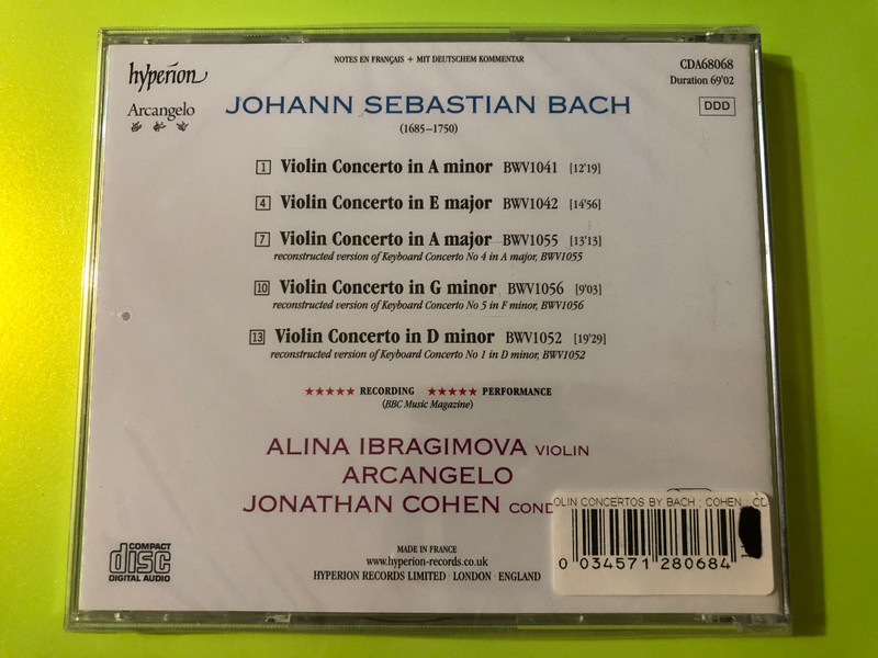 Bach: Violin Concertos – Alina Ibragimova & Arcangelo Hyperion CD (034571280684)