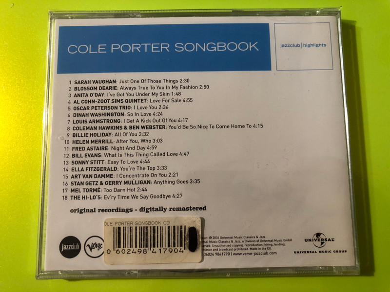  Cole Porter Songbook Jazzclub Highlights Verve CD (0602498417904) 
