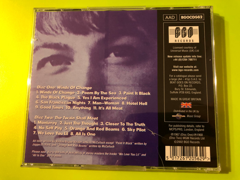 Eric Burdon and The Animals - Winds Of Change / The Twain Shall Meet Double CD by BGO Records (5017261205629)