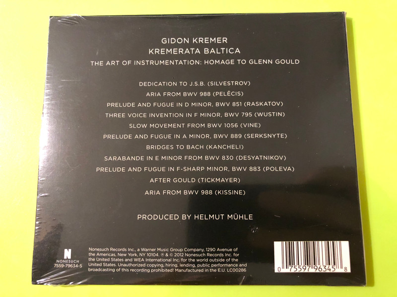 Gidon Kremer: The Art of Instrumentation - Homage to Glenn Gould CD by Nonesuch (075597963458)
