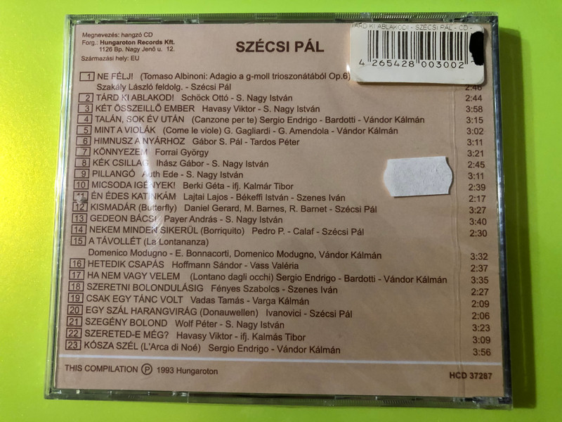 Pál Szécsi - Tárd ki ablakod CD (Gong / Hungaroton) (4265428003002)