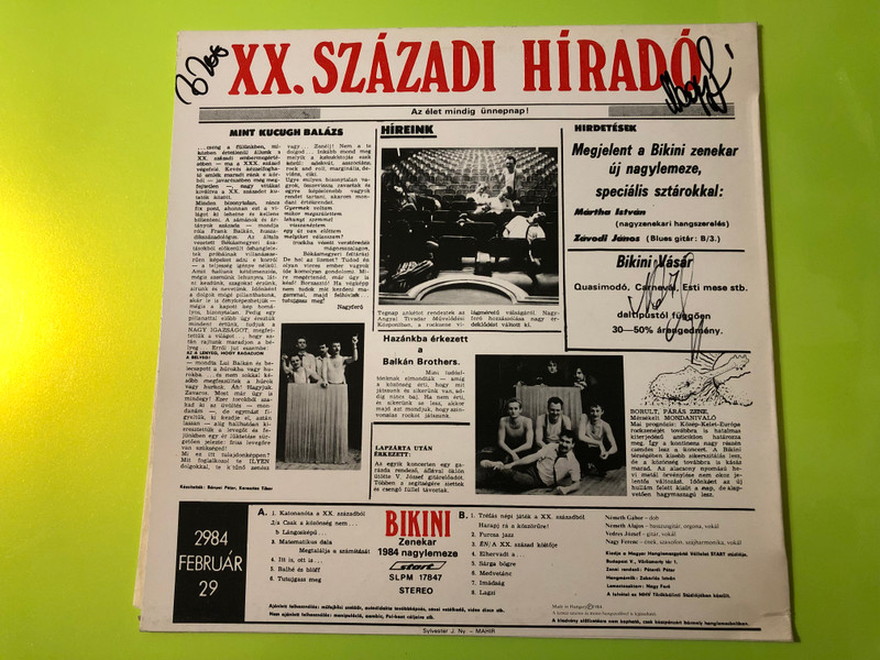 XX. Századi Híradó Vinyl LP by Bikini - Rare Hungarian New Wave Rock (SLPM 17847)