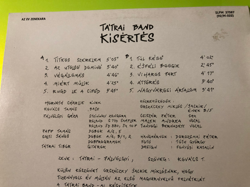 FULLY SIGNED: Tátrai Band - Kísértés Original 1992 Vinyl LP (TátraiBandKísértés)