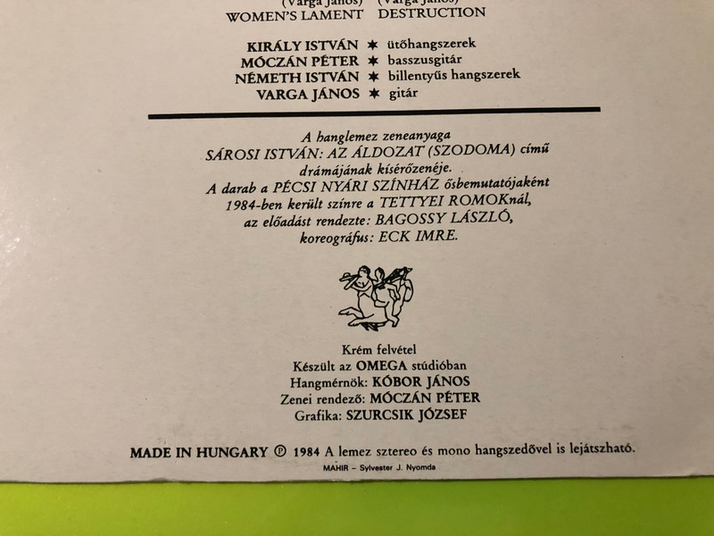 Krém Records EAST "Az Áldozat (Szodoma)" 1984 Rare Autographed Vinyl – Ballet Music Masterpiece (EASTAzÁldozat)