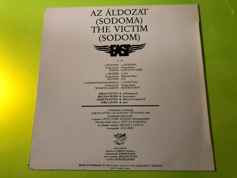 Krém Records EAST "Az Áldozat (Szodoma)" 1984 Rare Autographed Vinyl – Ballet Music Masterpiece (EASTAzÁldozat)