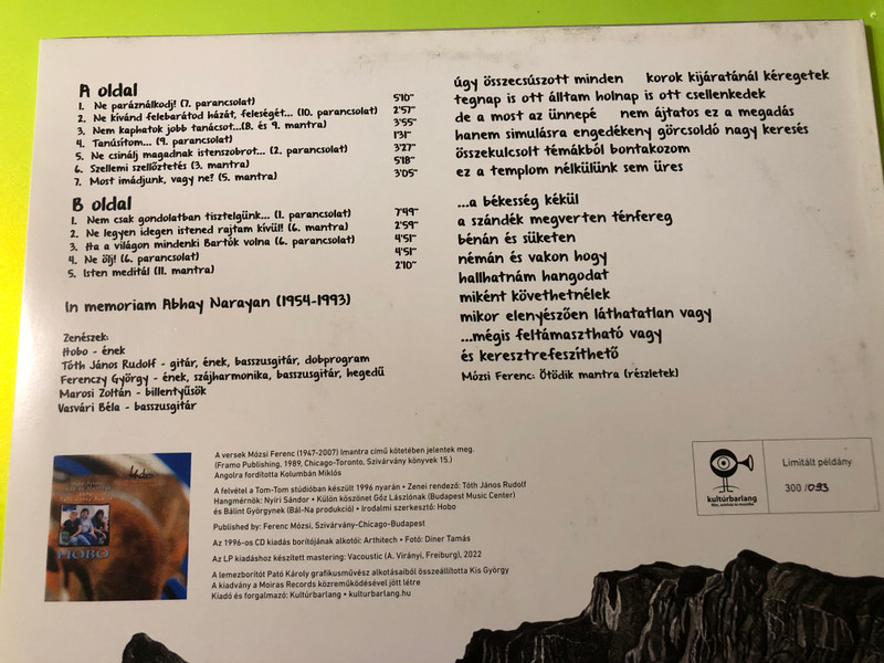 Hobo - Imák és Mantrák Vinyl LP by Moiras Records (5991120202120.)