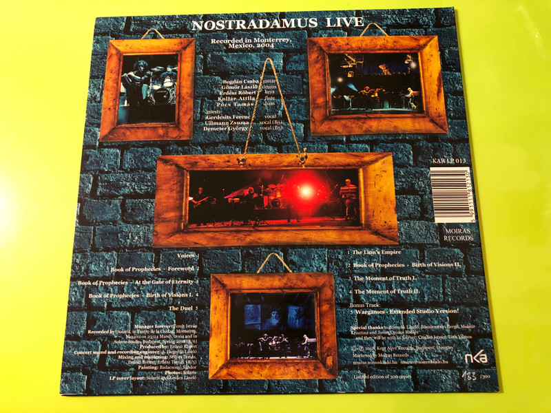 Solaris - Nostradamus Live Limited Edition Vinyl by Moiras Records (5991111812130)