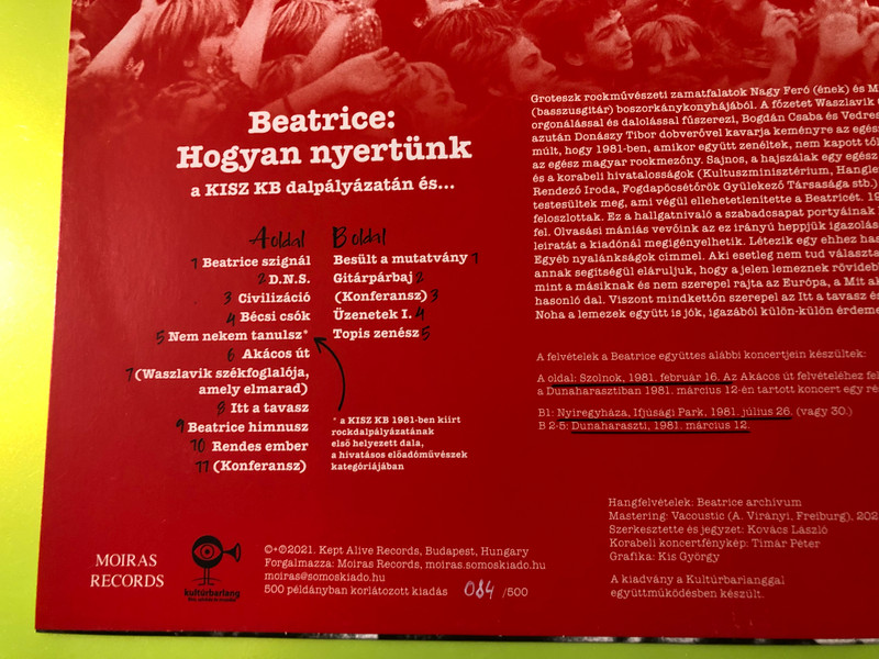 Beatrice: Hogyan nyertünk a KISZ KB dalpályázatán és... Vinyl LP by Moiras Records (5991111812222)