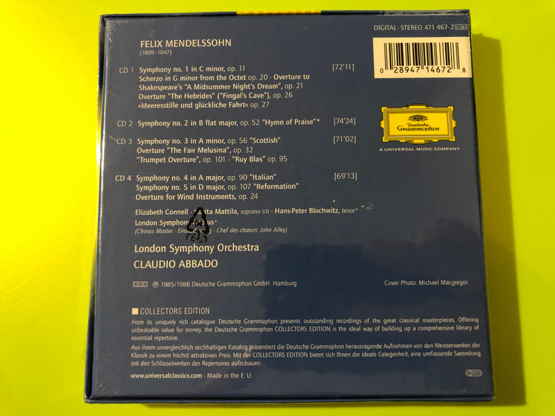 Deutsche Grammophon Mendelssohn: 5 Symphonies & 7 Overtures 4-CD Box Set (028947146728)