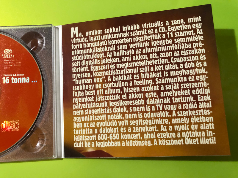 Tűzkerék R.B. - 16 tonna... CrossRoads Records Live CD (Signed) (5998714700338.)