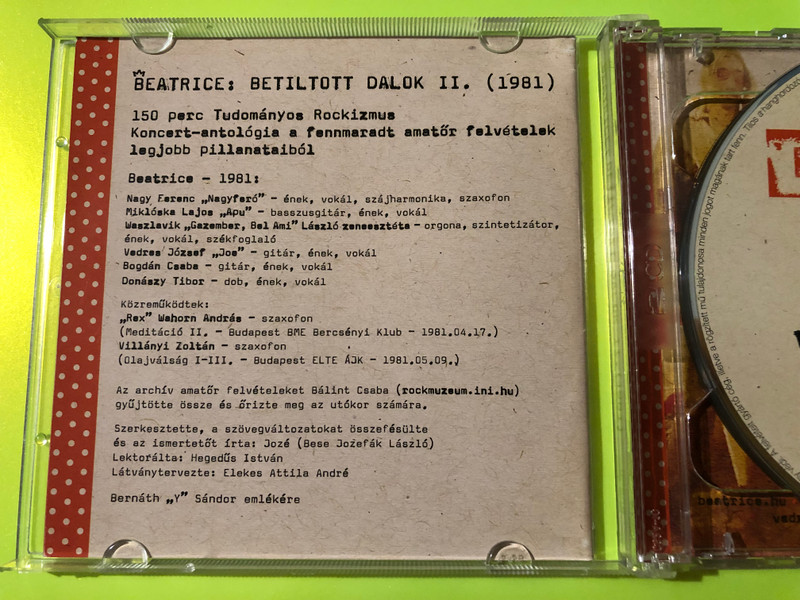 Autographed GrundRecords Beatrice: Betiltott Dalok II. / 1981 Music 2CD (5999883602997)