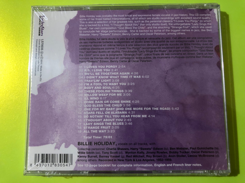 Lucky Stars Music: Billie Holiday – Ballads for Lovers Music CD (8437012830547)