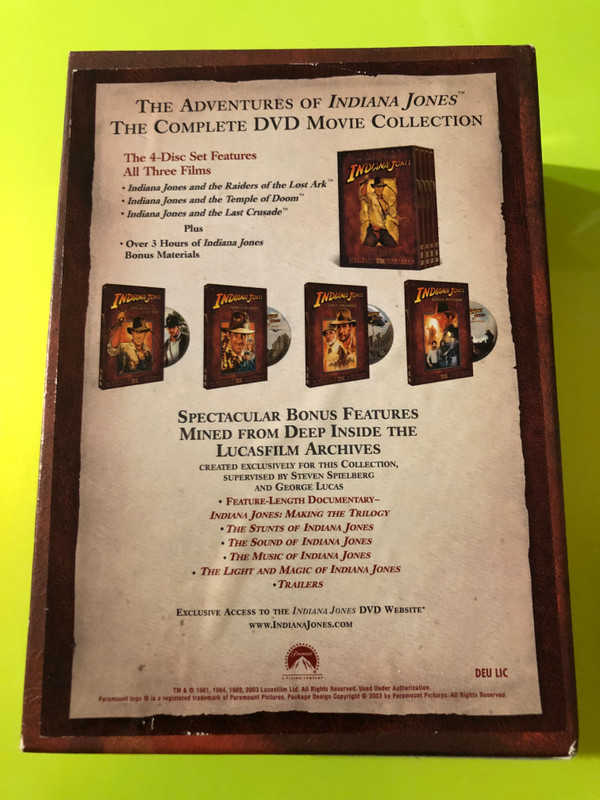 Paramount Pictures Indiana Jones The Complete DVD Movie Collection 4-Disc Box Set (5055025345150)