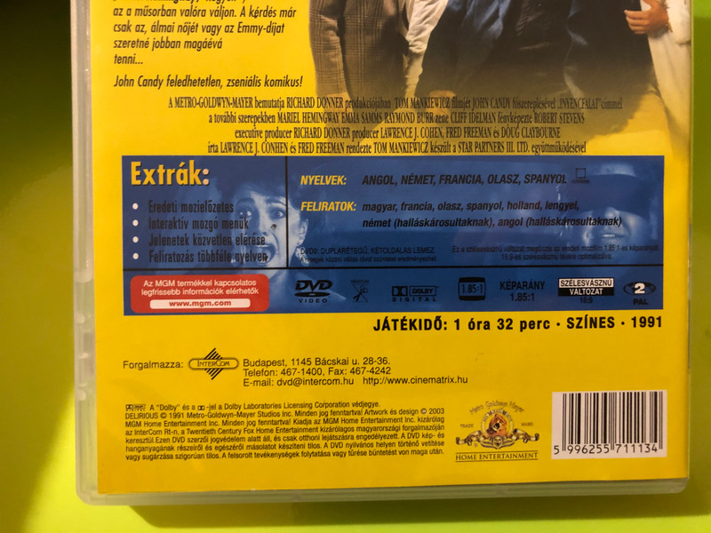 MGM Delirious (Ínyencfalat) 1991 John Candy Comedy DVD (5996255711134.)