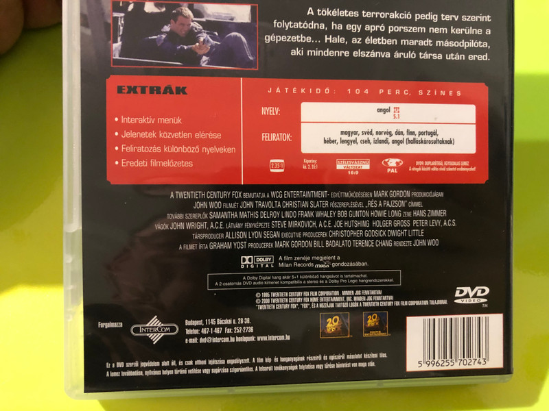 20th Century Fox Rés a pajzson (Broken Arrow) DVD John Travolta (5996255702743)