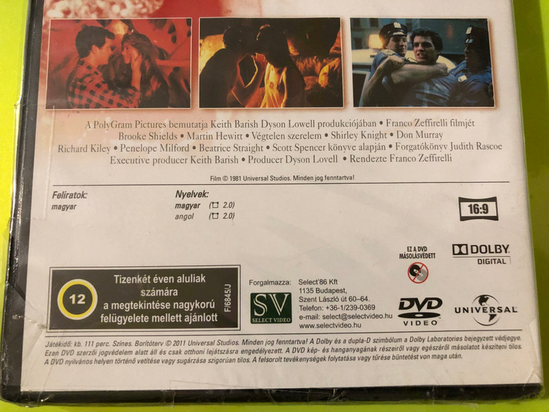 Endless Love (Végtelen szerelem) - Universal Studios Romance DVD (5996051042982)