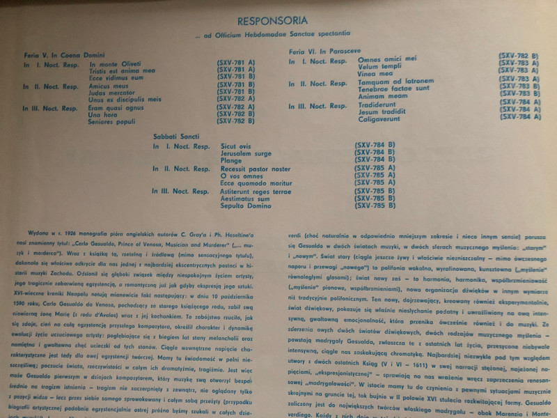 Carlo Gesualdo da Venosa: Responsoria Hebdomadae Sanctae Veriton Vinyl LP Box Set (CarloGesualdodaVenosa)