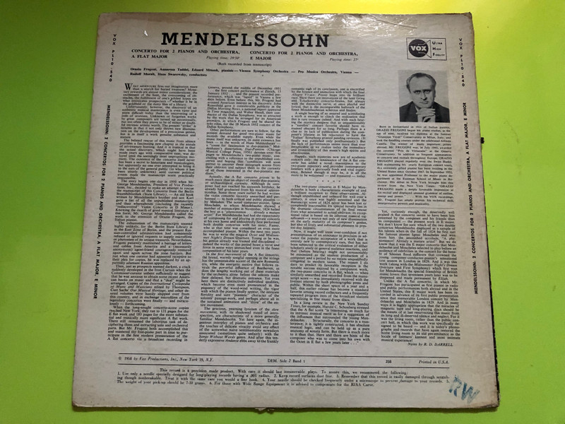 Masterful Mendelssohn: VOX Ultra High Fidelity Vinyl LP – Double Piano Concertos (MasterfulMendelssohn)