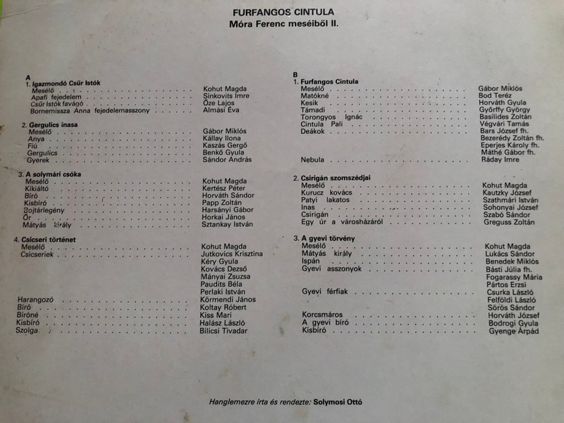 Hungaroton Furfangos Cintula Vinyl LP - Móra Ferenc Children's Tales (FurfangosCintula)