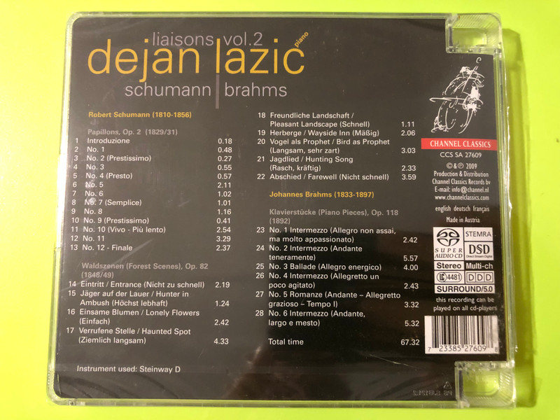 Dejan Lazić: Liaisons Vol. 2 – Schumann & Brahms Channel Classics SACD (723385276098)