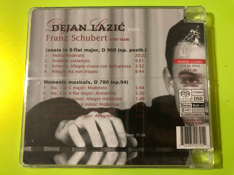 Channel Classics: Schubert Sonata in B-flat major & Moments musicaux by Dejan Lazić (SACD) (723385207054)