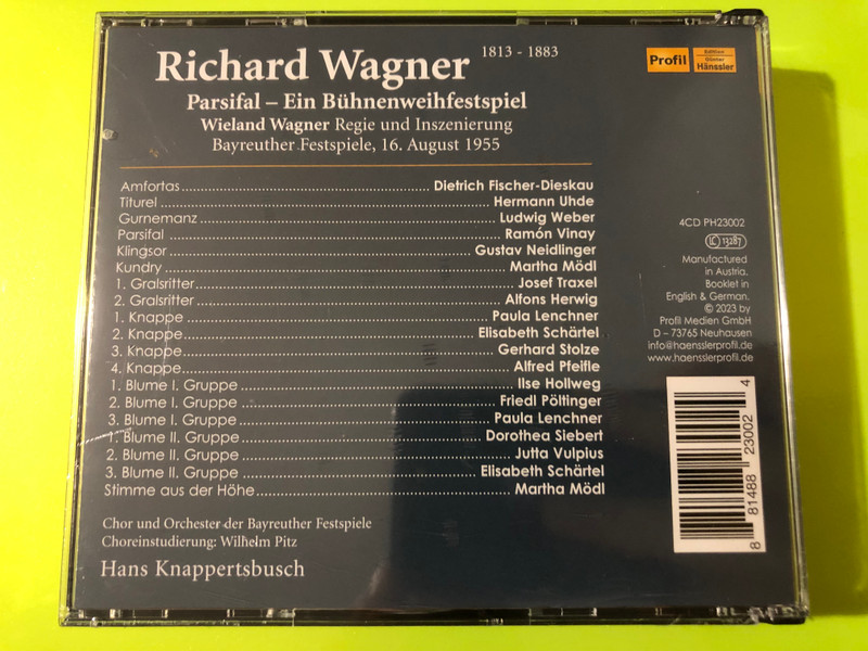 Profil Edition Günter Hänssler: Wagner Parsifal 4-CD Set - Bayreuth 1955 (881488230028)
