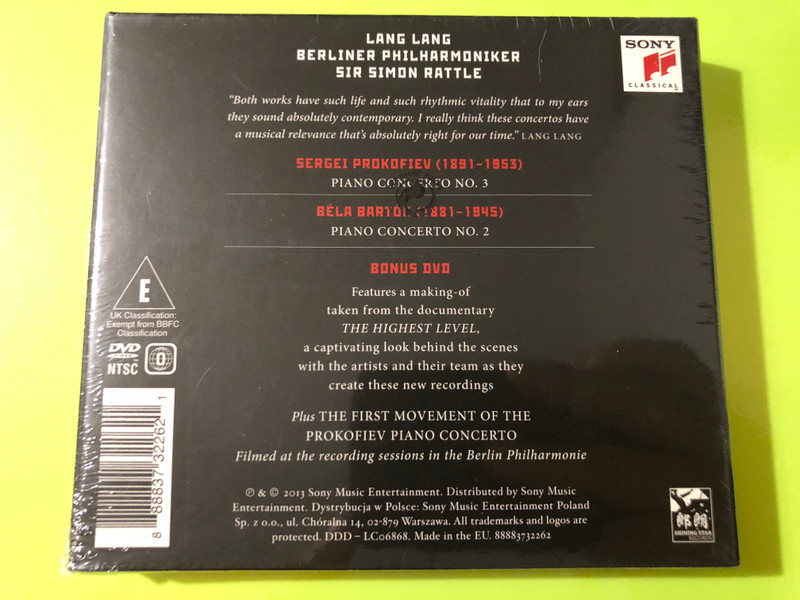 Sony Classical Prokofiev & Bartók Piano Concertos CD/DVD Set - Lang Lang (888837322621)