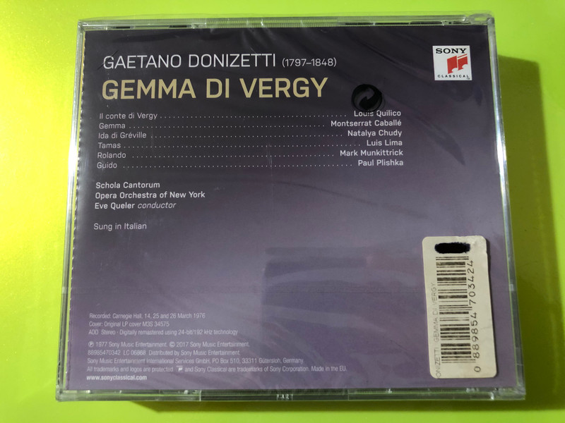 Sony Classical Donizetti: Gemma di Vergy 2-CD Opera Set (889854703424)