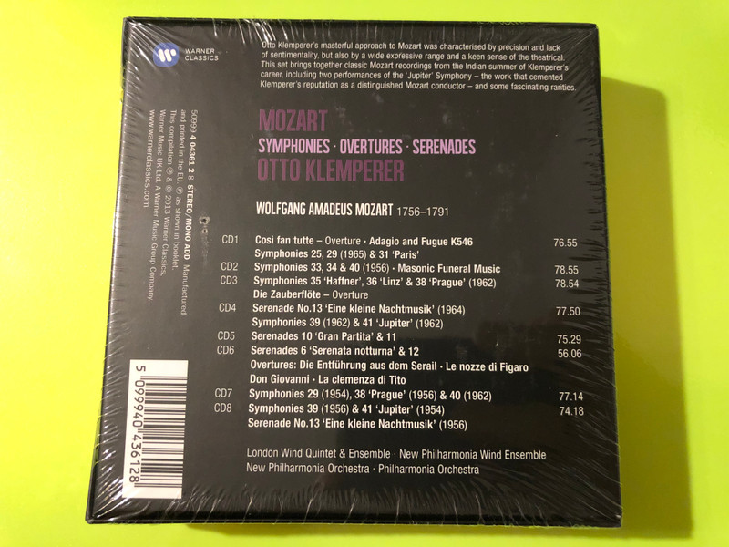 Warner Classics Mozart: Symphonies, Overtures & Serenades 8-CD Box Set (5099940436128)