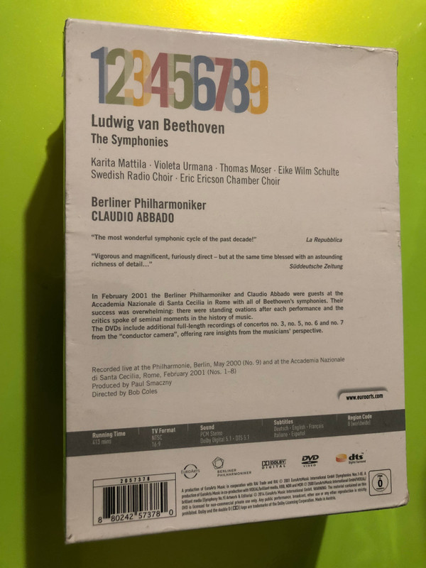 EuroArts Beethoven: The Complete Symphonies 4-DVD Set - Claudio Abbado (880242573780)