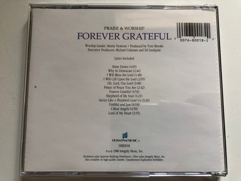 FOREVER GRATEFUL / Praise & Worship Integrity Music 1988 / Anointed and Powerful Worship Experience With Worship Leader Martin Nystrom (000768001820)