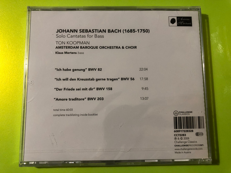 Challenge Classics: Bach Solo Cantatas for Bass CD – Ton Koopman & Amsterdam Baroque (608917228328)