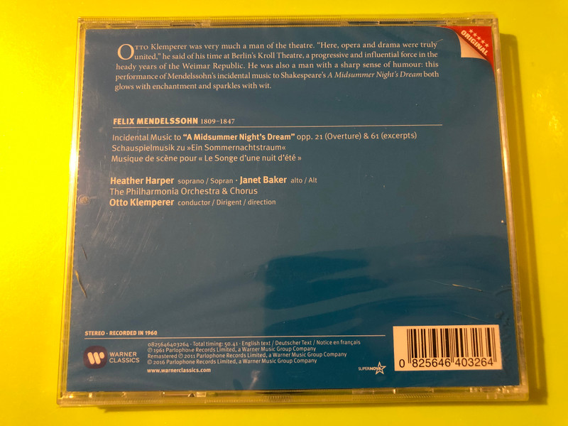 Warner Classics: Mendelssohn A Midsummer Night's Dream CD – Otto Klemperer (0825646403264)
