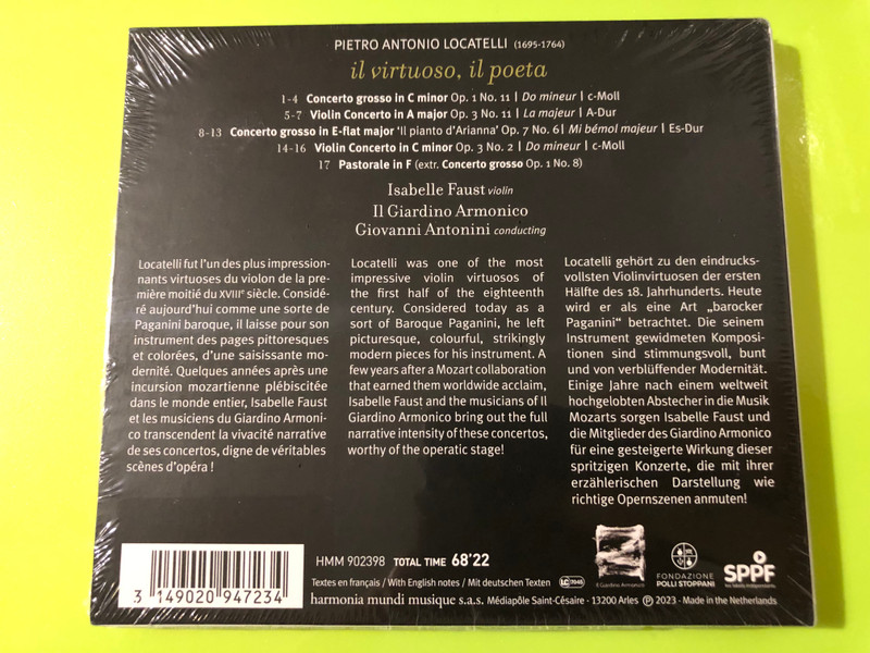 Harmonia Mundi Isabelle Faust - Pietro Antonio Locatelli: Il Virtuoso, Il Poeta Classical CD (3149020947234)