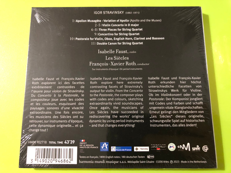 Harmonia Mundi: Stravinsky Violin Concerto & Chamber Works – Isabelle Faust, Les Siècles (3149020946862)