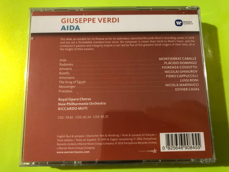 Warner Classics Verdi Aida Riccardo Muti 3-CD Box Set (0825646908455)