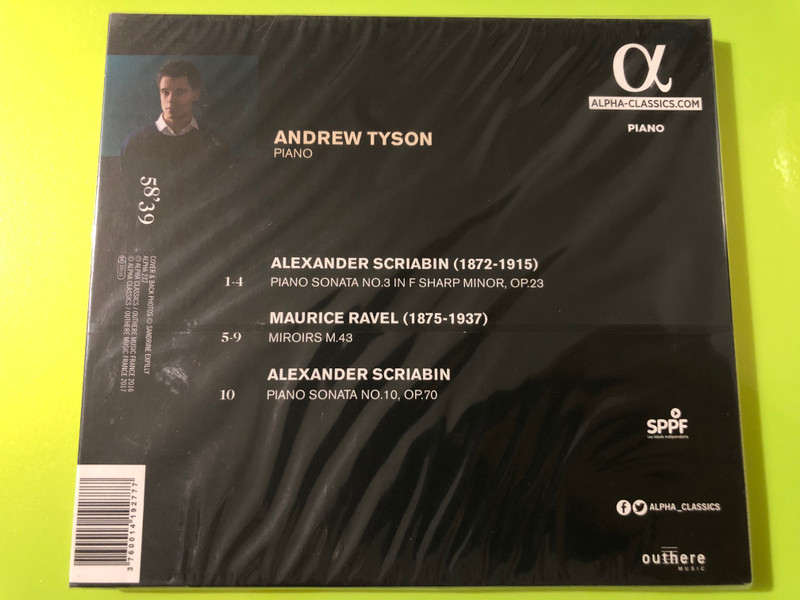 Alpha Classics Andrew Tyson Ravel & Scriabin: Miroirs Piano CD (3760014192777)