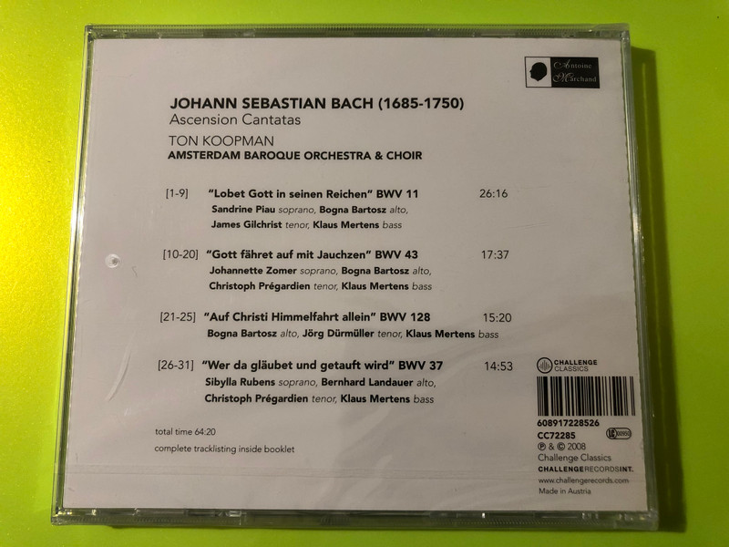 Challenge Classics J.S. Bach Ascension Cantatas Ton Koopman CD (608917228526)