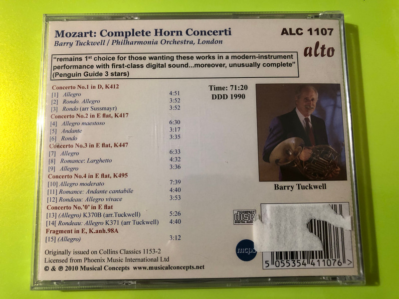 Alto Mozart: Complete Horn Concerti Barry Tuckwell Philharmonia CD (5055354411076)